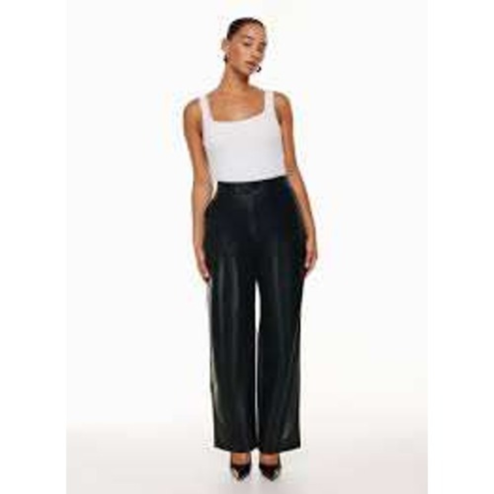 Babaton Aritzia Vegan Leather Wide Leg Crop women Pants Black Size 8 Trousers
